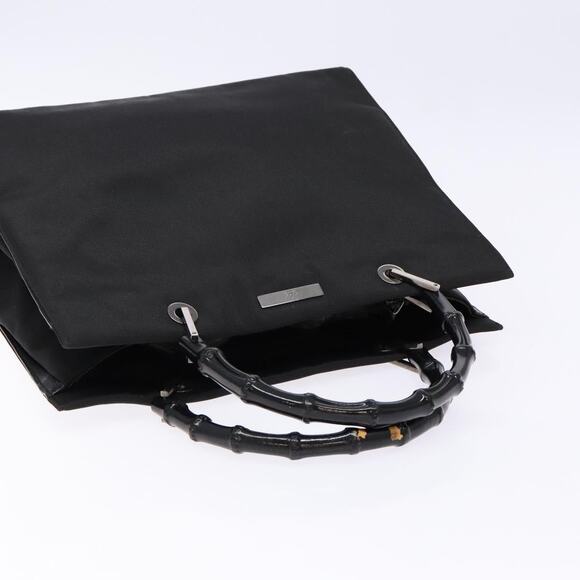 GUCCI Bamboo Hand Bag Nylon Black Silver 002 002 - Picture 6 of 16